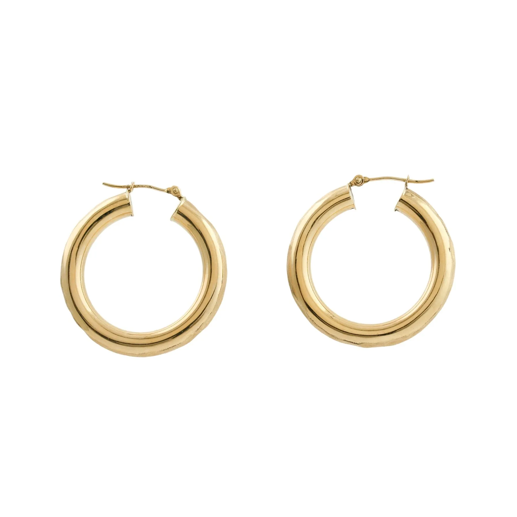 14k Hammered Tube Hoops