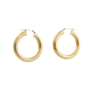 14k Hammered Tube Hoops