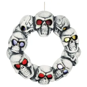 15" Light-Up Skull Wreath