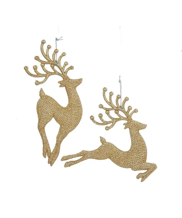 7" Champagne Gold Diamond Reindeer