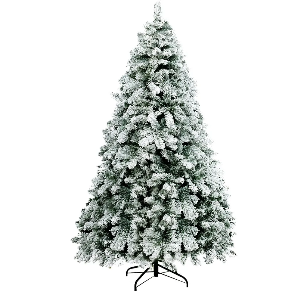 8FT Snow-Flocked Xmas Tree with Metal Stand, 1291 Tips - Jingle Jollys