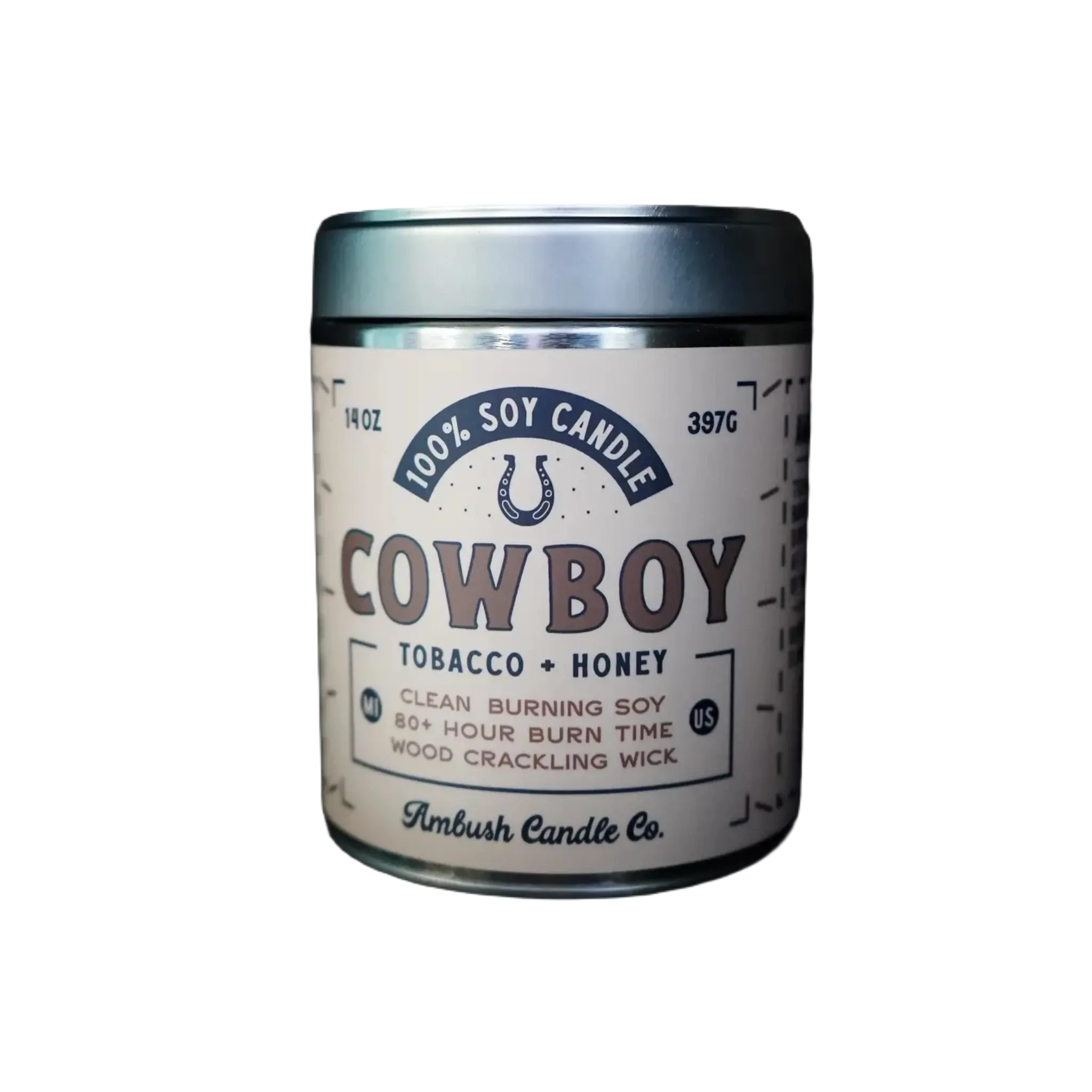 Ambush Candle Co 14OZ Cowboy Tobacco & Honey Candle