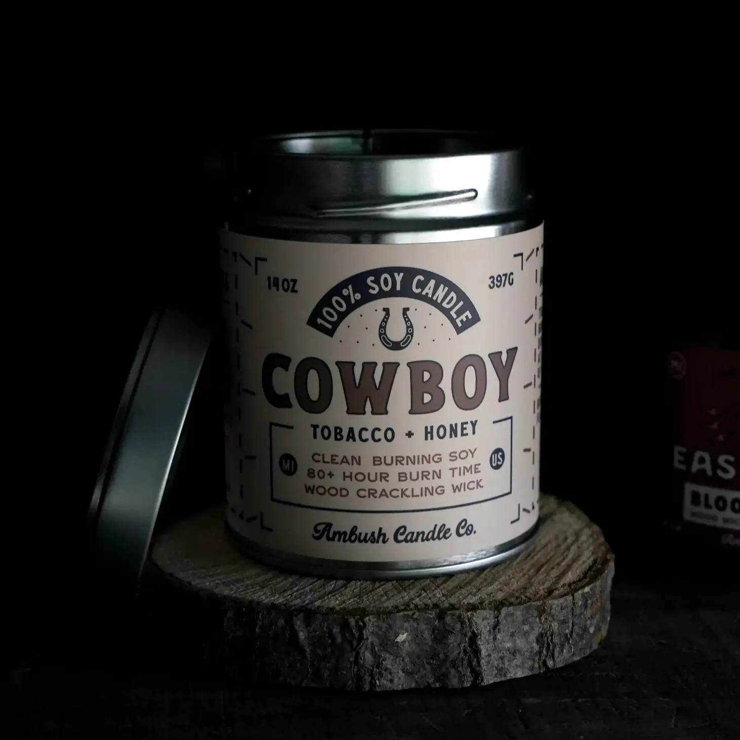 Ambush Candle Co 14OZ Cowboy Tobacco & Honey Candle