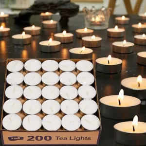 Ashlux Tea Lights Candles 200 Pack[4.5 Hours Long Burning][Burn Clean] Unscented White Tealight Candles Small Mini Tea Candles White Bulk Tea Light Candles for Wax Melt Warm Tea Coffee Power Outages