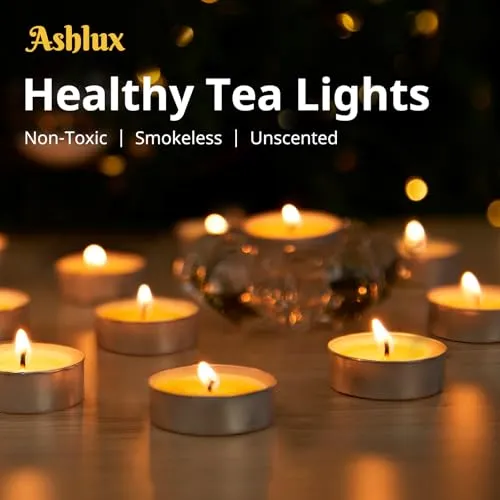 Ashlux Tea Lights Candles 200 Pack[4.5 Hours Long Burning][Burn Clean] Unscented White Tealight Candles Small Mini Tea Candles White Bulk Tea Light Candles for Wax Melt Warm Tea Coffee Power Outages