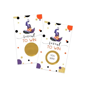 Bewitching Scratch Off Cards (28 Pack) Halloween Party Games for Pumpkin Baby Shower, Raffle Tickets Drawing Prizes Orange and Purple - Witch Theme Favors