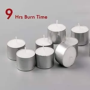 BiTNiX Paraffin Wax TeaLight Candles Unscented Wax Tealight Candles Smokeless Dripless Long Lasting Diya Candles for Diwali and Festival Decoration 8-9 Hour Burning Time (White) (Pack of 100)