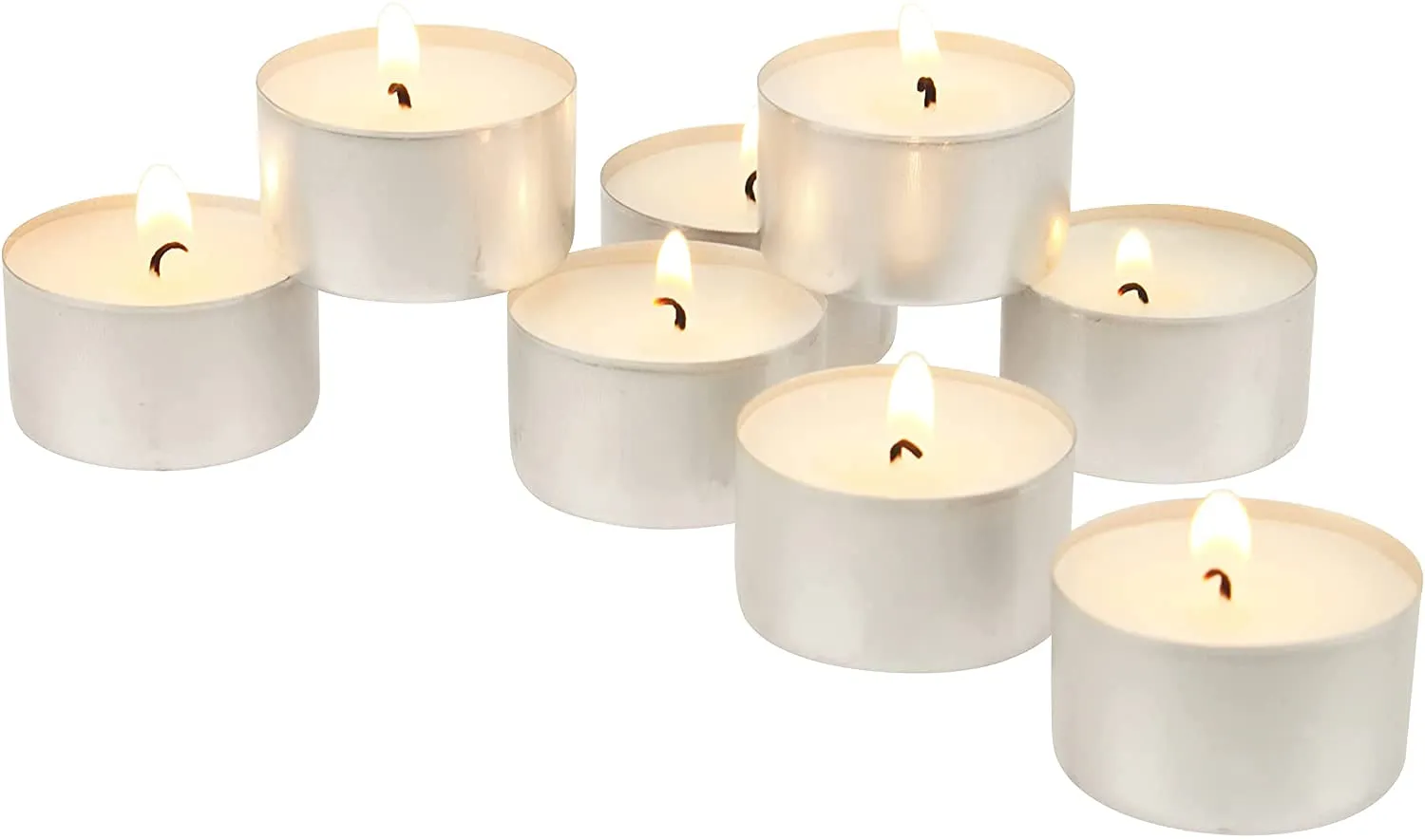 BiTNiX Paraffin Wax TeaLight Candles Unscented Wax Tealight Candles Smokeless Dripless Long Lasting Diya Candles for Diwali and Festival Decoration 8-9 Hour Burning Time (White) (Pack of 100)