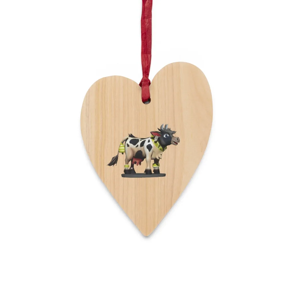 Black Cow Wooden Christmas Ornaments