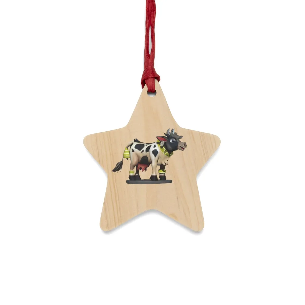 Black Cow Wooden Christmas Ornaments