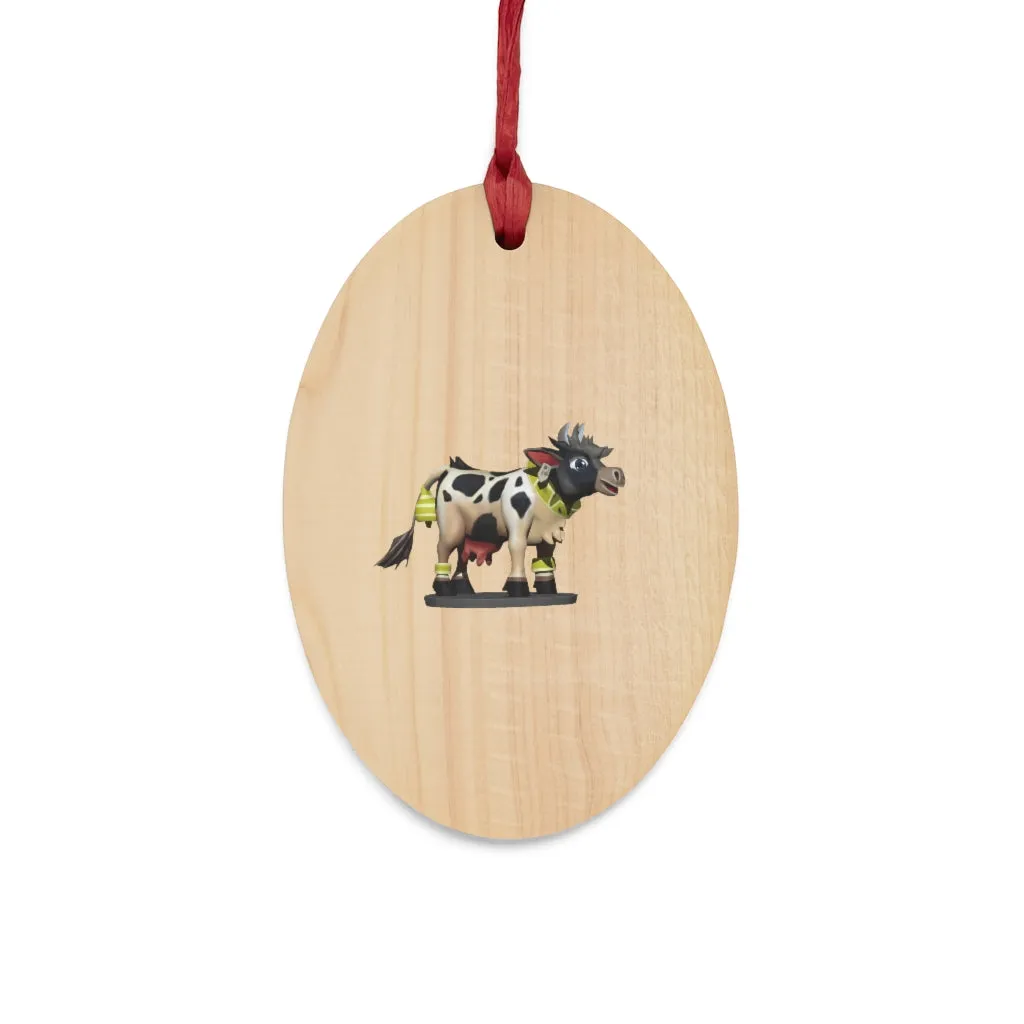 Black Cow Wooden Christmas Ornaments