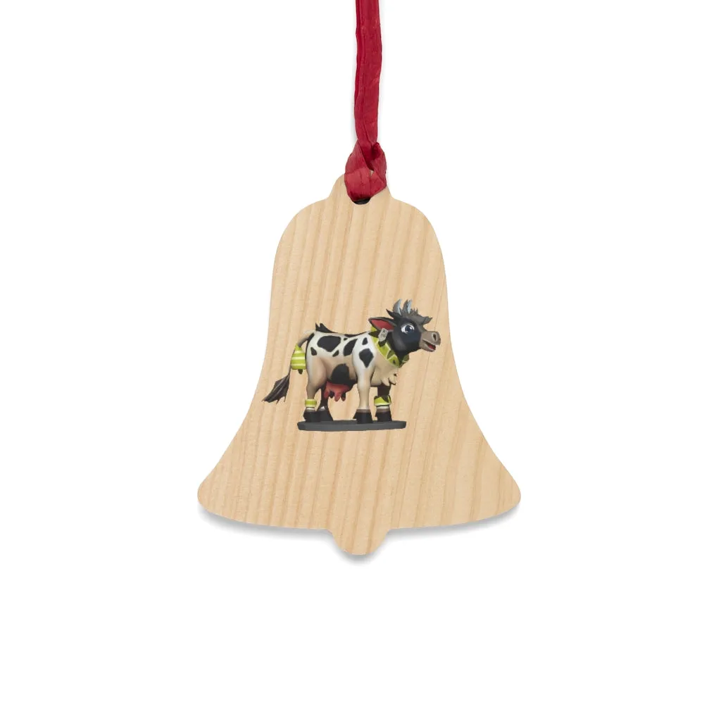 Black Cow Wooden Christmas Ornaments