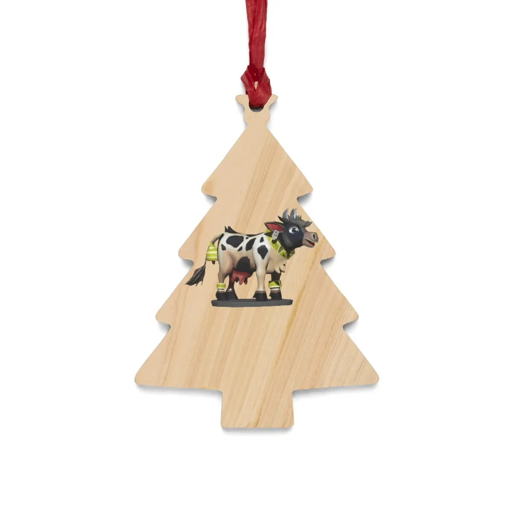 Black Cow Wooden Christmas Ornaments