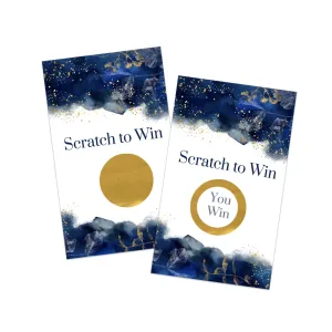 Blue Watercolor Bridal Shower Scratch Off Game Cards (30 Pack) - All Occasions Lottery Scratcher Tickets, Reveal to Win Drawings, Gold Floral Favors