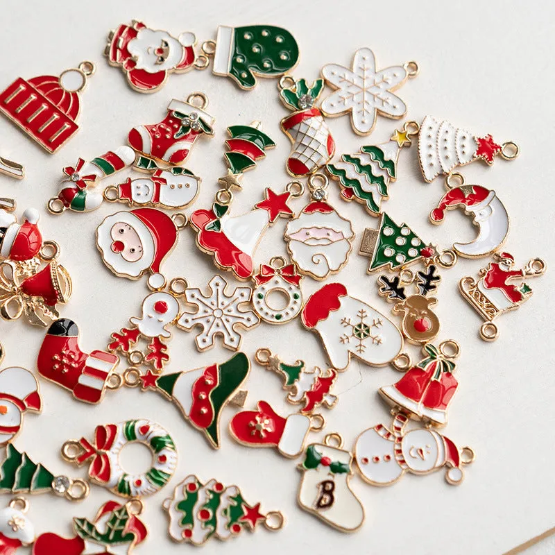 Bulk 45PCS Santa Snowman Elf Pendant DIY Christmas Ornament Earring Necklace Keychain Accessories Wholesale