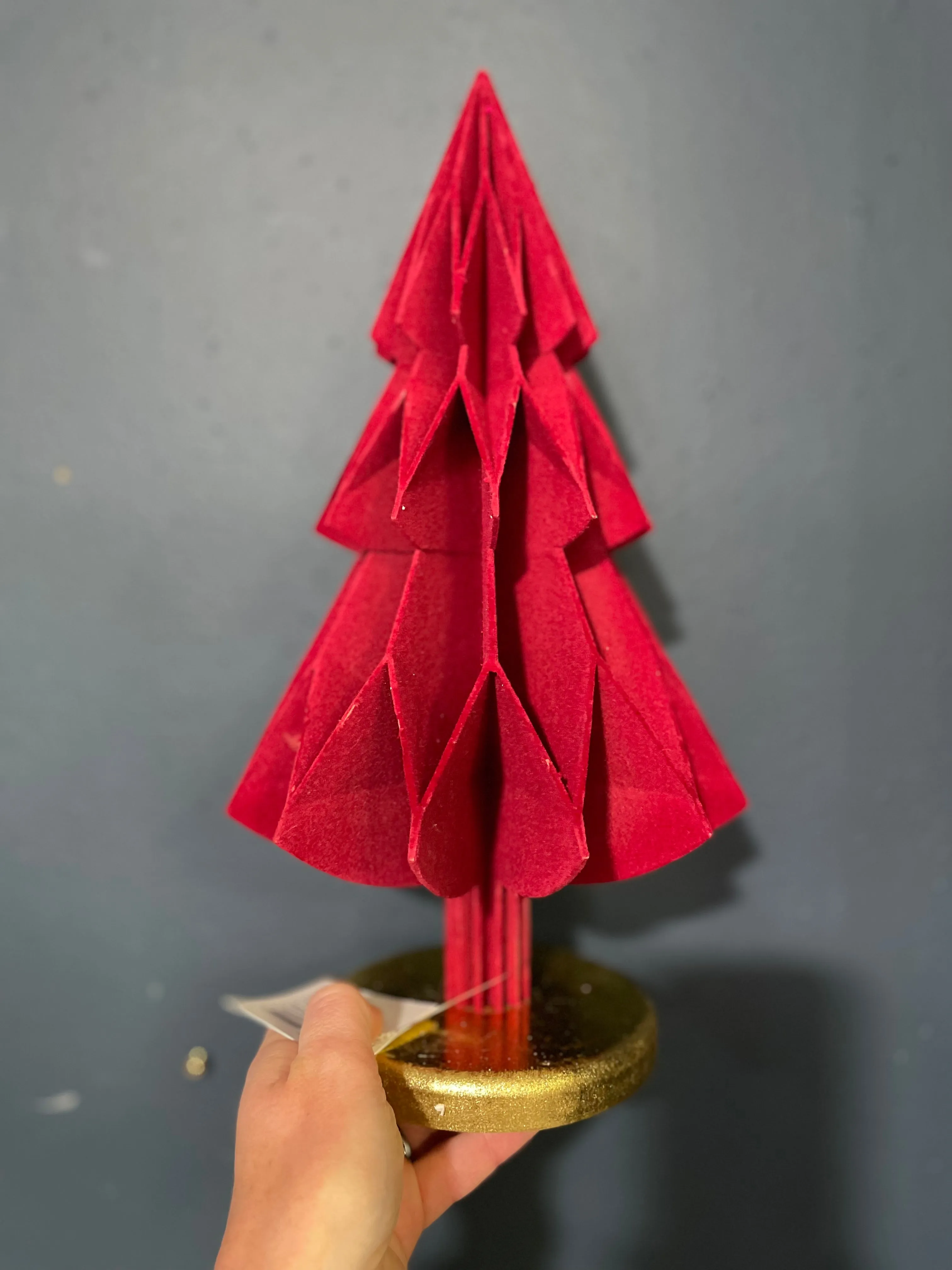 Burgundy flock tree ornament (34cm)