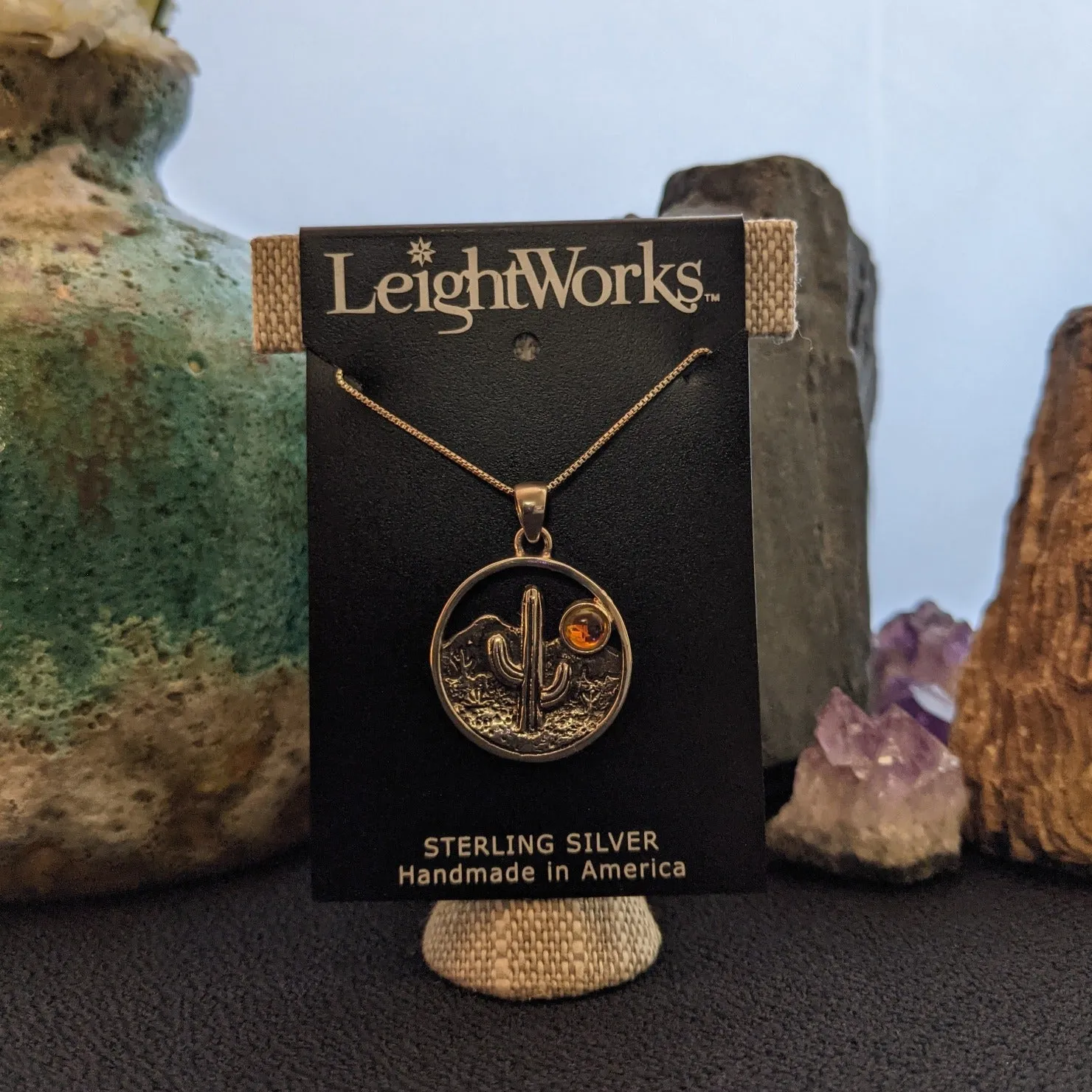 Cactus Pendant Sterling Silver Necklace by LeightWorks GJ-NKL-0008