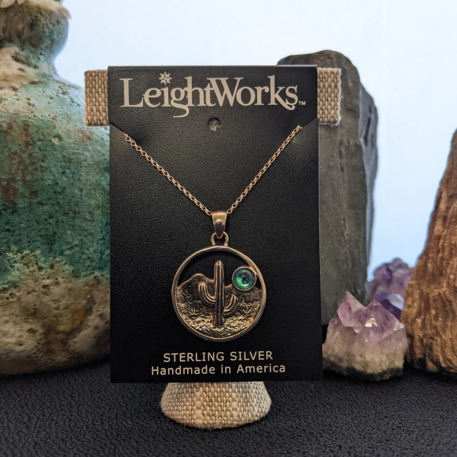 Cactus Pendant Sterling Silver Necklace by LeightWorks GJ-NKL-0008