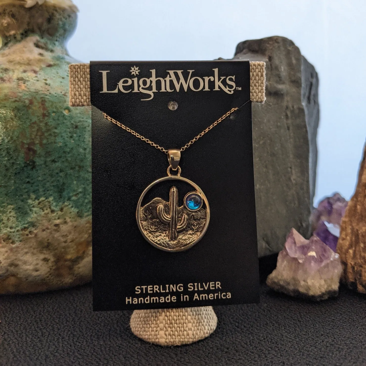 Cactus Pendant Sterling Silver Necklace by LeightWorks GJ-NKL-0008