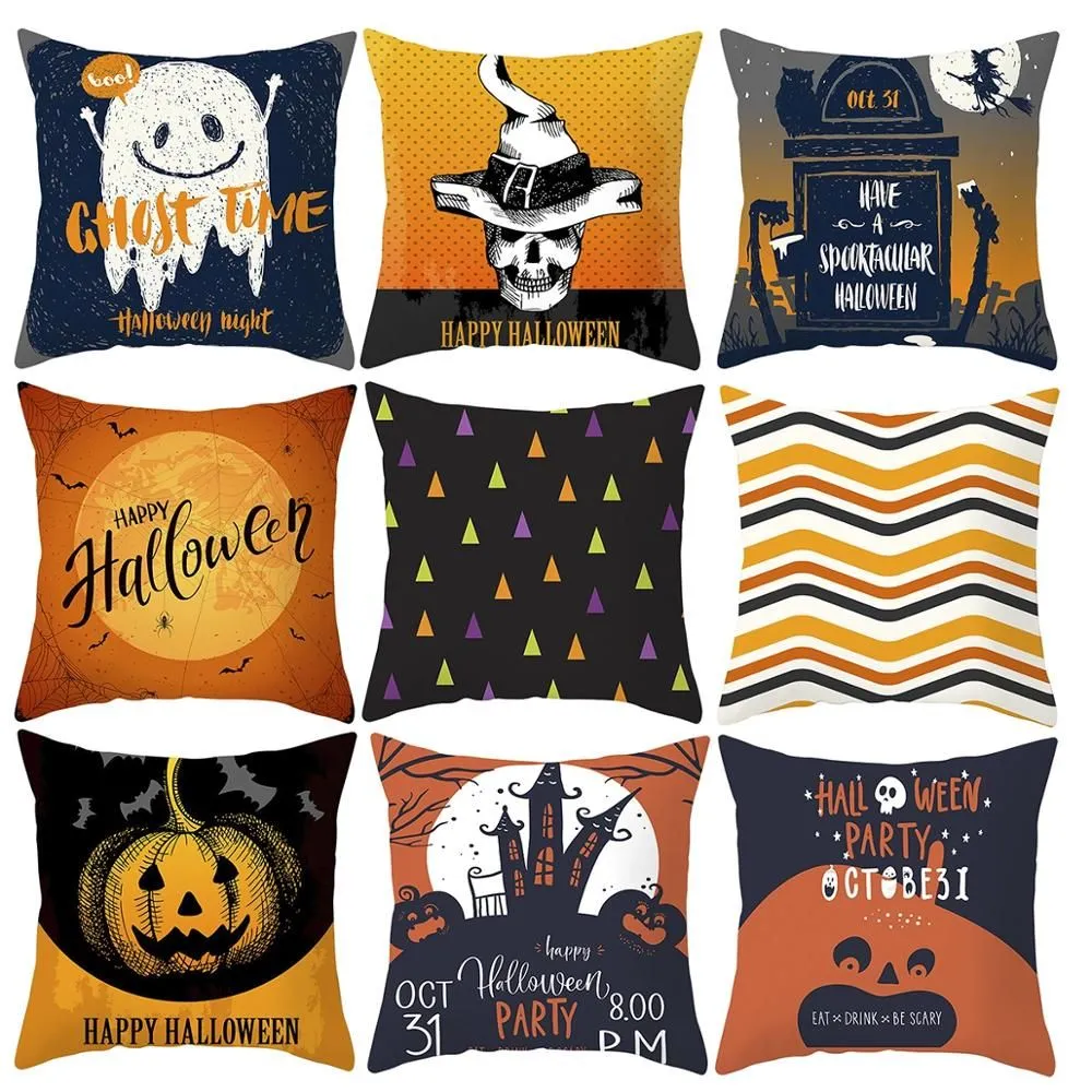 Cartoon Pumpkin Bat Ghost Pillowcase Horror Halloween