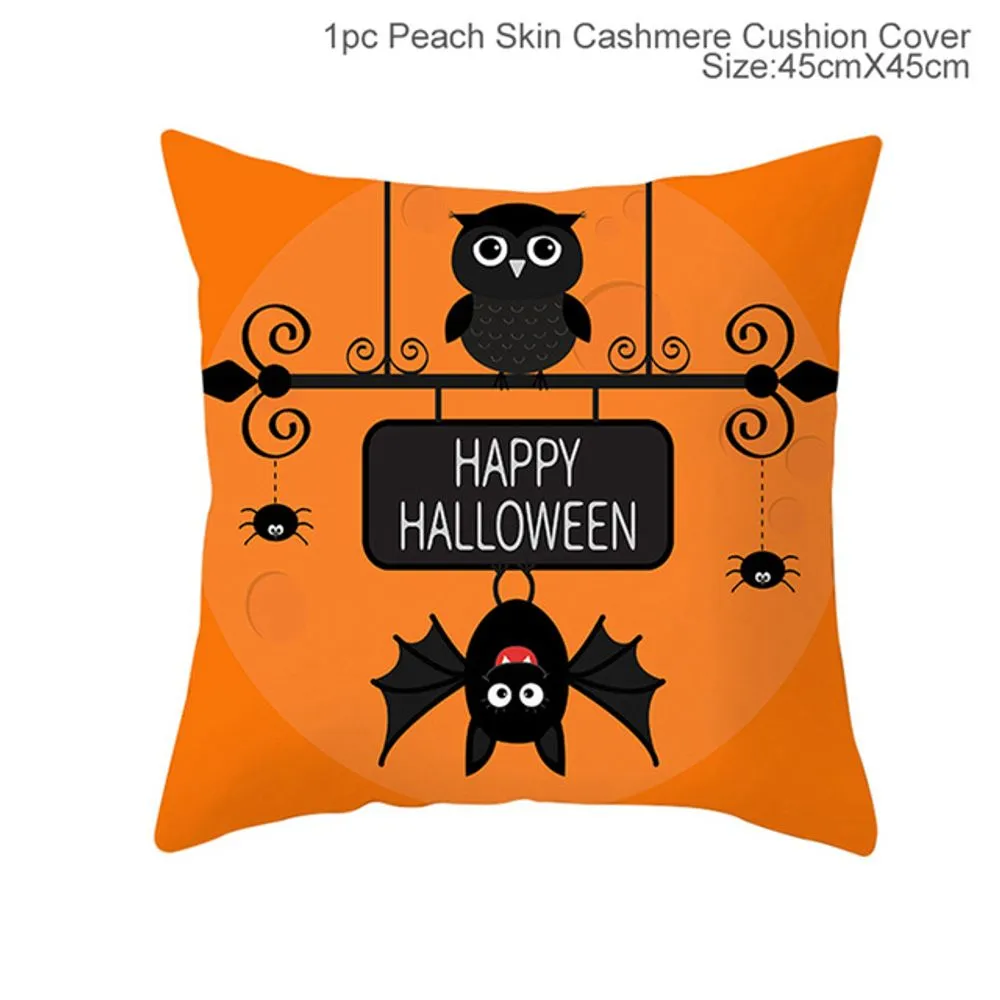 Cartoon Pumpkin Bat Ghost Pillowcase Horror Halloween