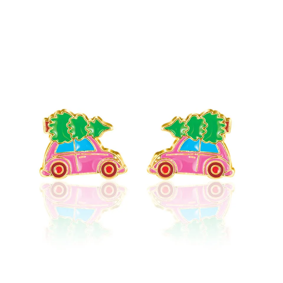 Christmas Tree Shopping Bug Cutie Stud Earrings