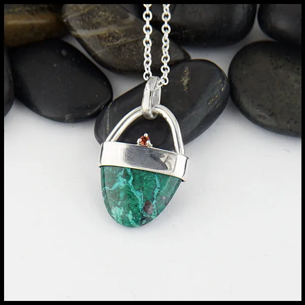 Chrysocolla & Garnet Pendant