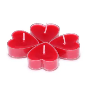 DARSHMOTI® Acrylic Tealight Candles Pack of 40, Smokeless Scented RED Hearts Acrylic Tealight Candles for Home Decoration and Celebrations, Burning Time 3hr-4hr, Red, Pack of 40