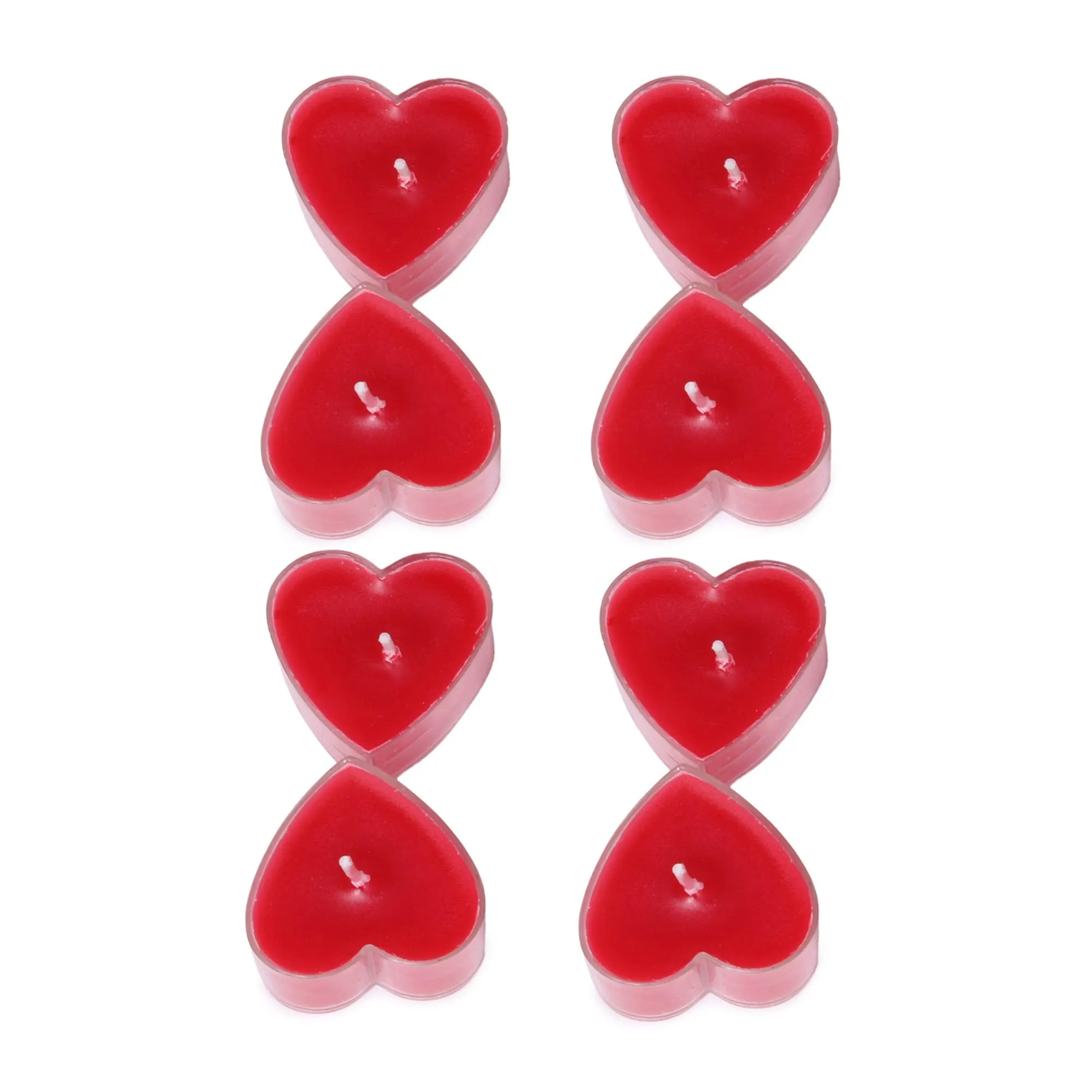 DARSHMOTI® Acrylic Tealight Candles Pack of 40, Smokeless Scented RED Hearts Acrylic Tealight Candles for Home Decoration and Celebrations, Burning Time 3hr-4hr, Red, Pack of 40