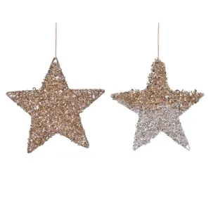 Decoris 15cm Gold Glitter Iron Star (Choice of 2)