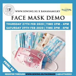 Demo on Sewing of Face Mask Saturday 29th Feb 2020 2pm to 4pm