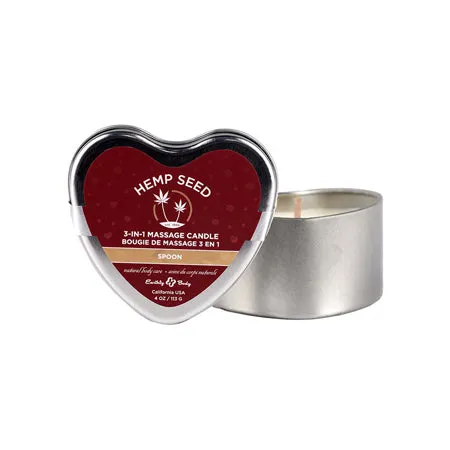 Earthly Body 2023 Valentine 3 in 1 Massage Heart Candle - 4 oz Spoon