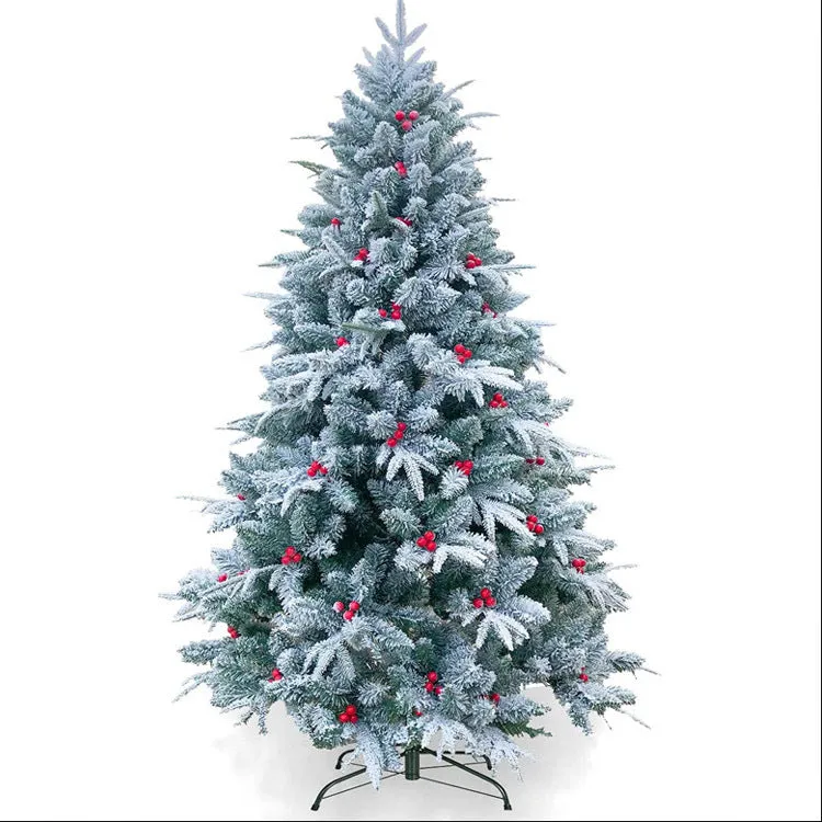 Easy Setup Artificial Christmas Tree – 6ft, 7ft, 7.5ft Flocked White Christmas Tree with Decorations