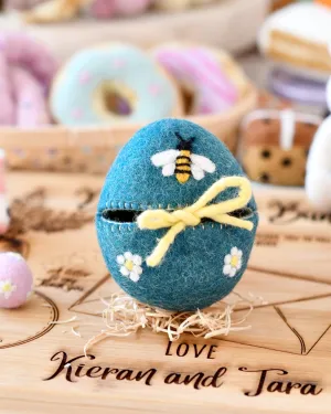 Felt Egg Cover - Blue with Bee Motif