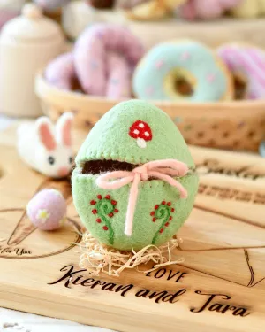 Felt Egg Cover - Green with Mushroom Motif