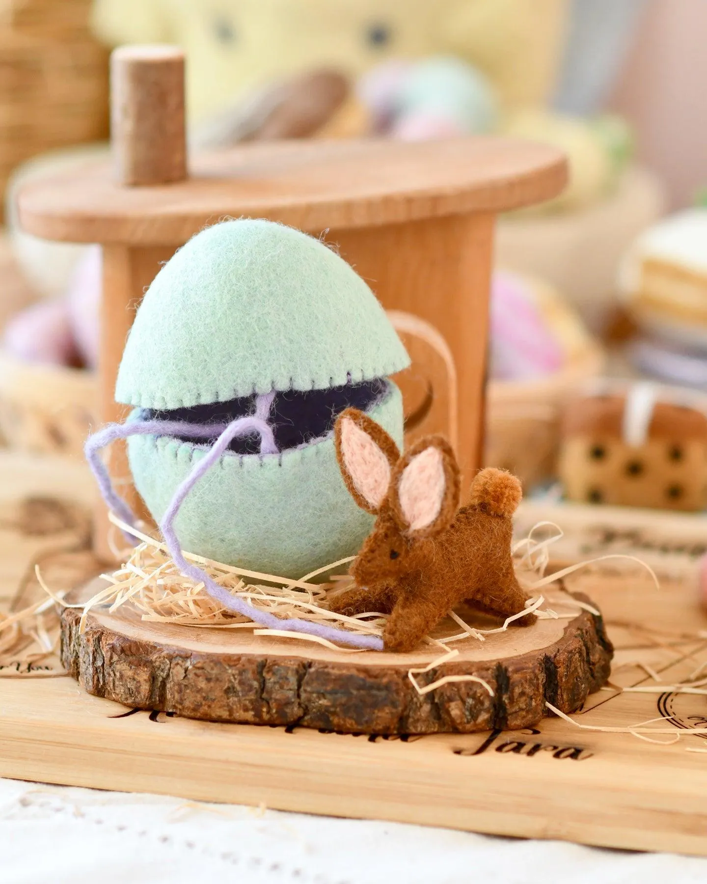 Felt Surprise Egg with Brown Bunny Inside