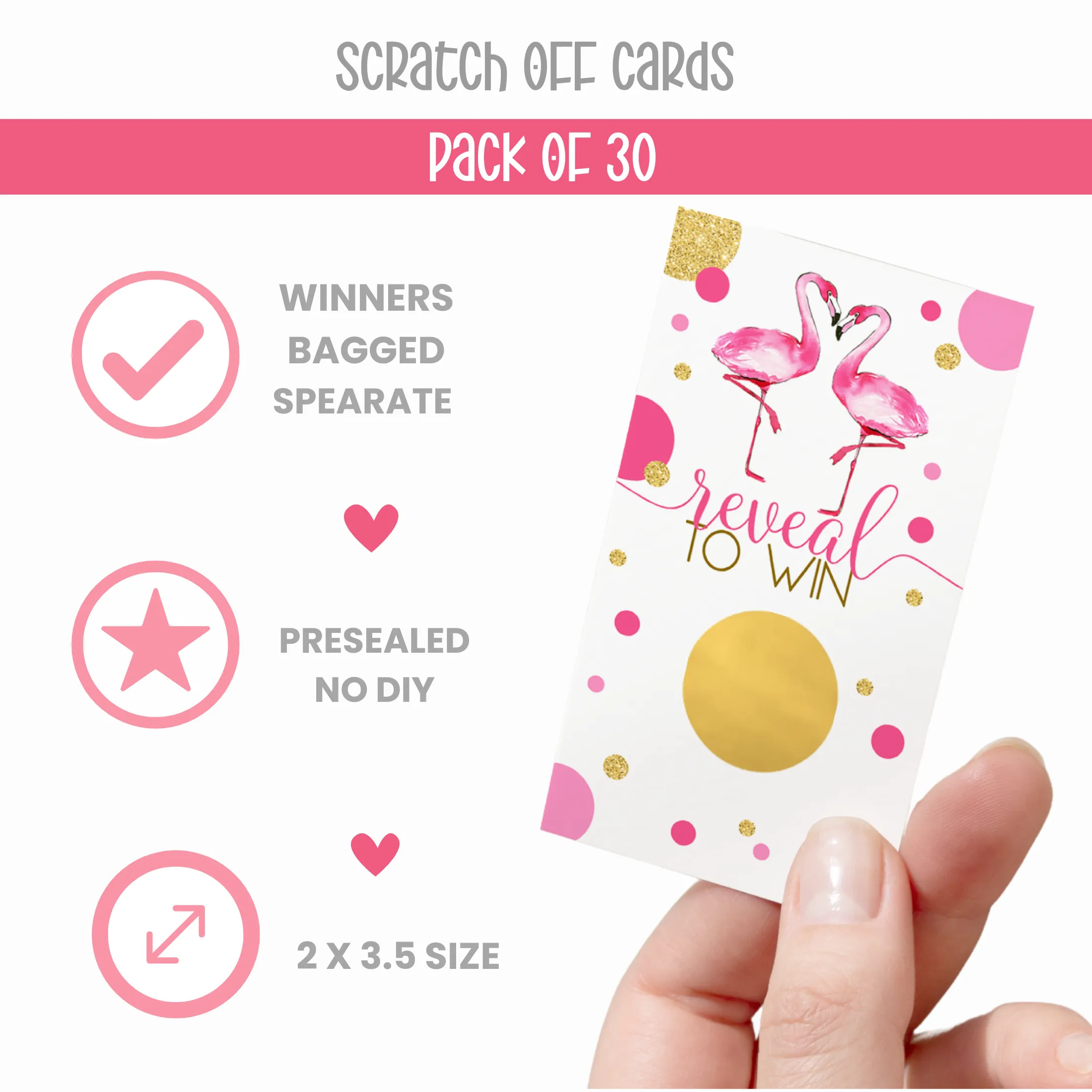 Flamingo Scratch Off Card Game (30 Pack) Tropical Bridal Shower Games