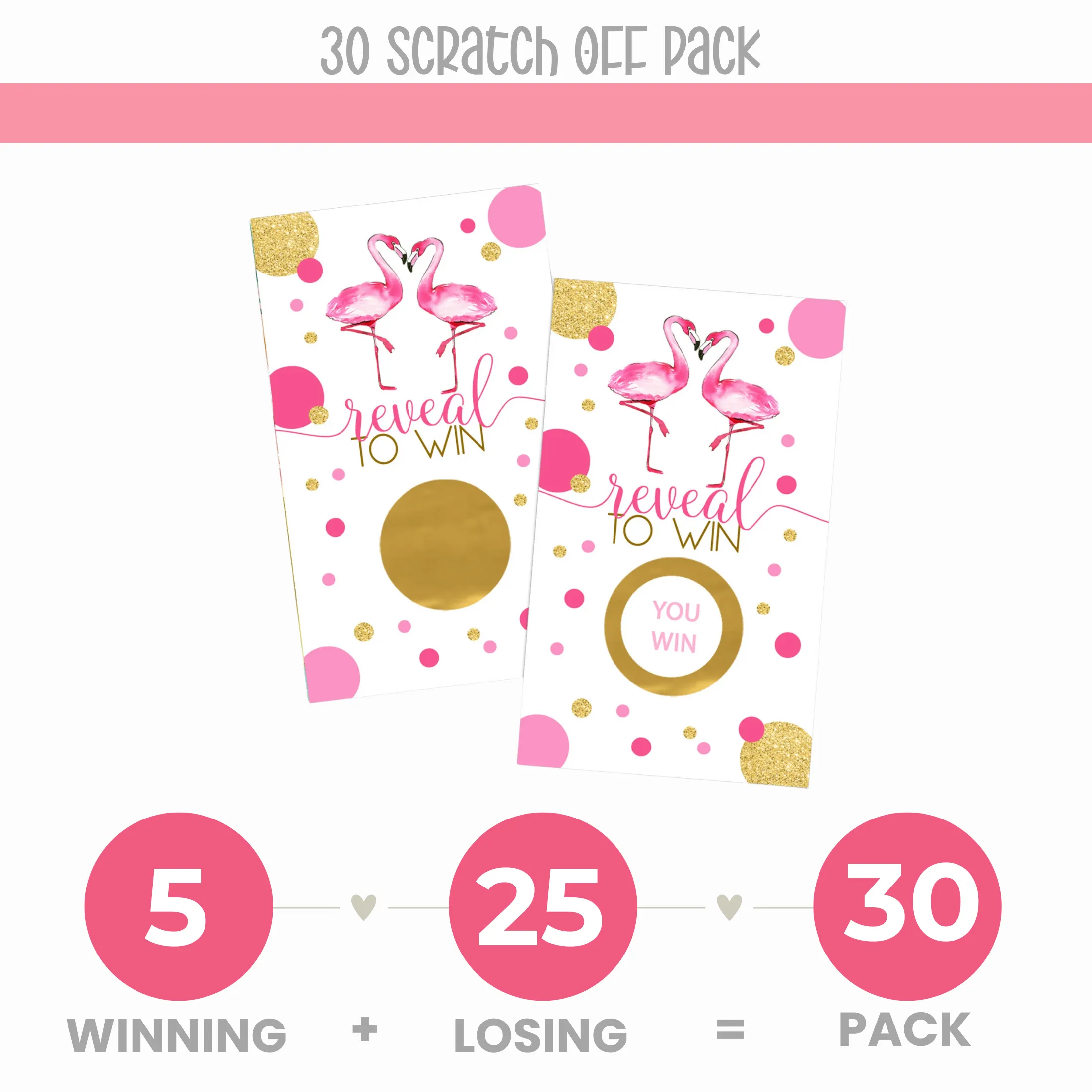 Flamingo Scratch Off Card Game (30 Pack) Tropical Bridal Shower Games