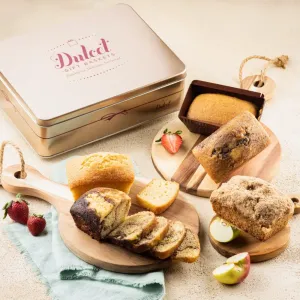 Gift Baskets - Fresh Baked Tea Cake Assortment in a Tin with Marble, Apple Cinnamon & Pumpkin Delightful Flavors