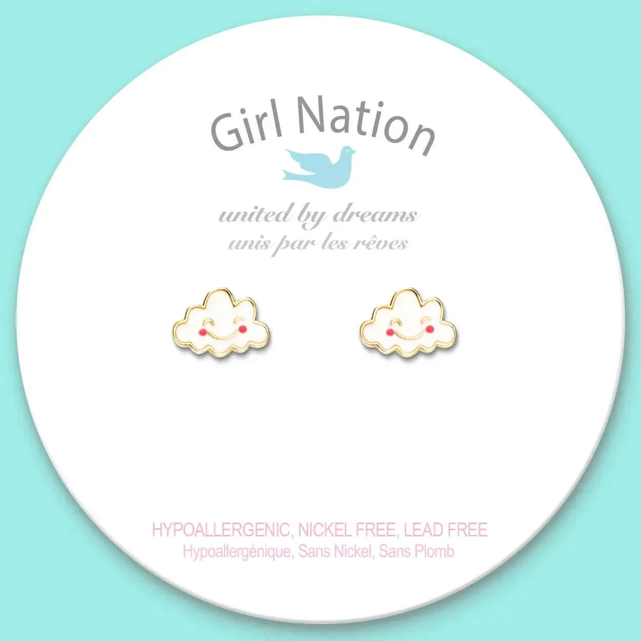 Girl Nation Happy Cloud Cutie Enamel Stud Earrings