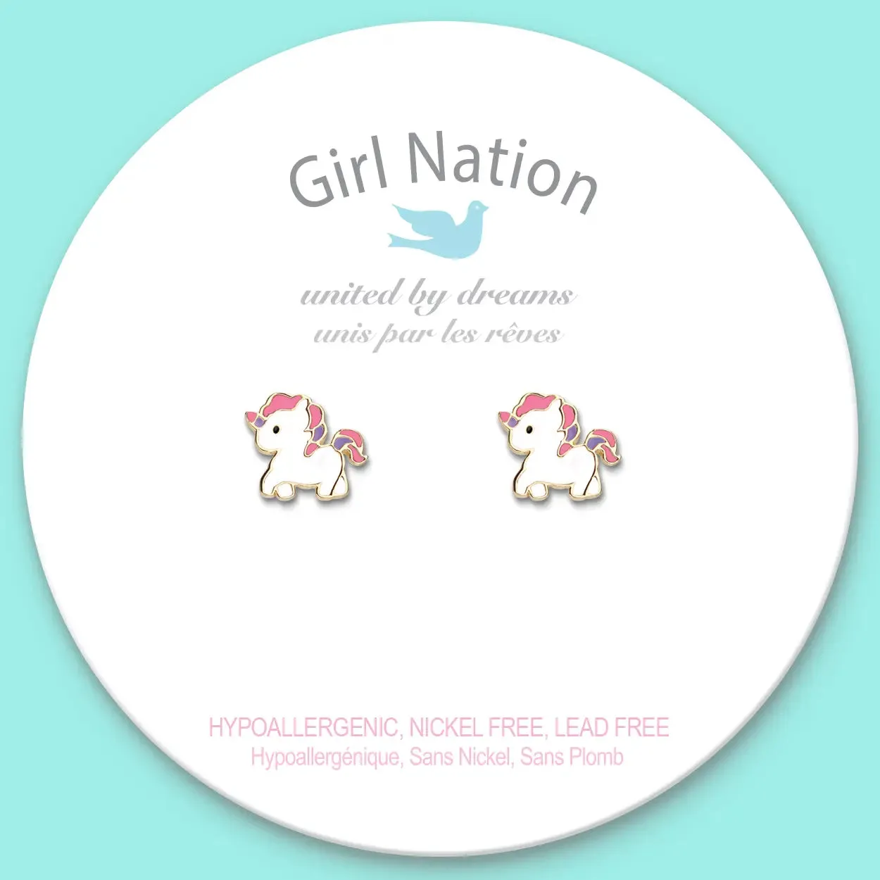 Girl Nation Magical Unicorn Cutie Enamel Stud Earrings