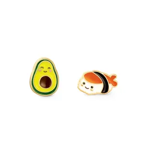 Girl Nation The Perfect Pair Guac & Roll Enamel Stud Earrings