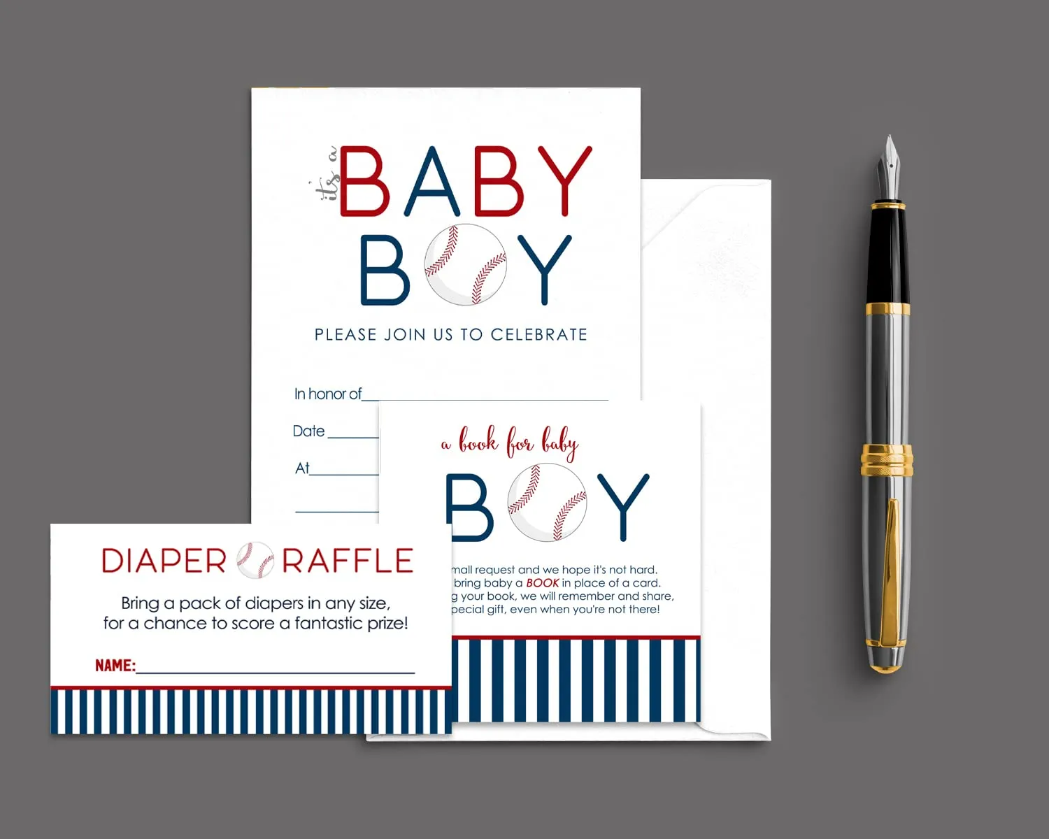 Home Run Baseball Themed Baby Shower Invitations (25 Count)