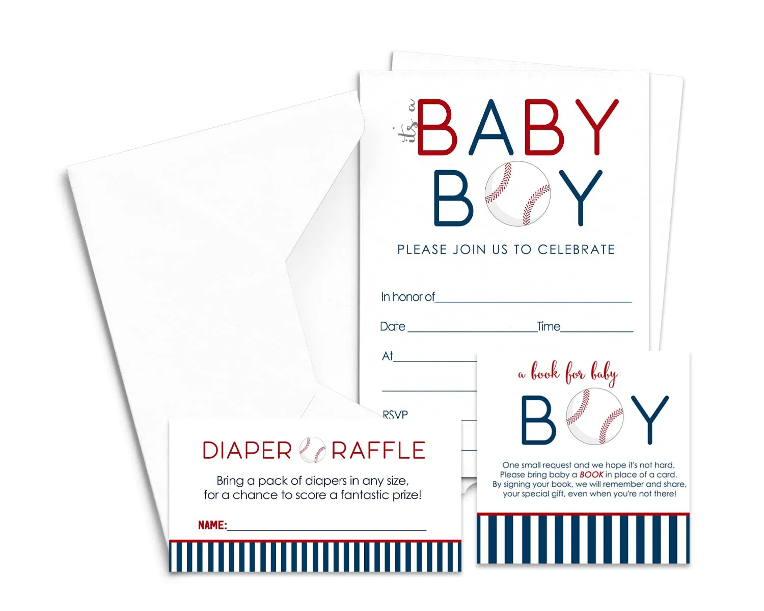 Home Run Baseball Themed Baby Shower Invitations (25 Count)