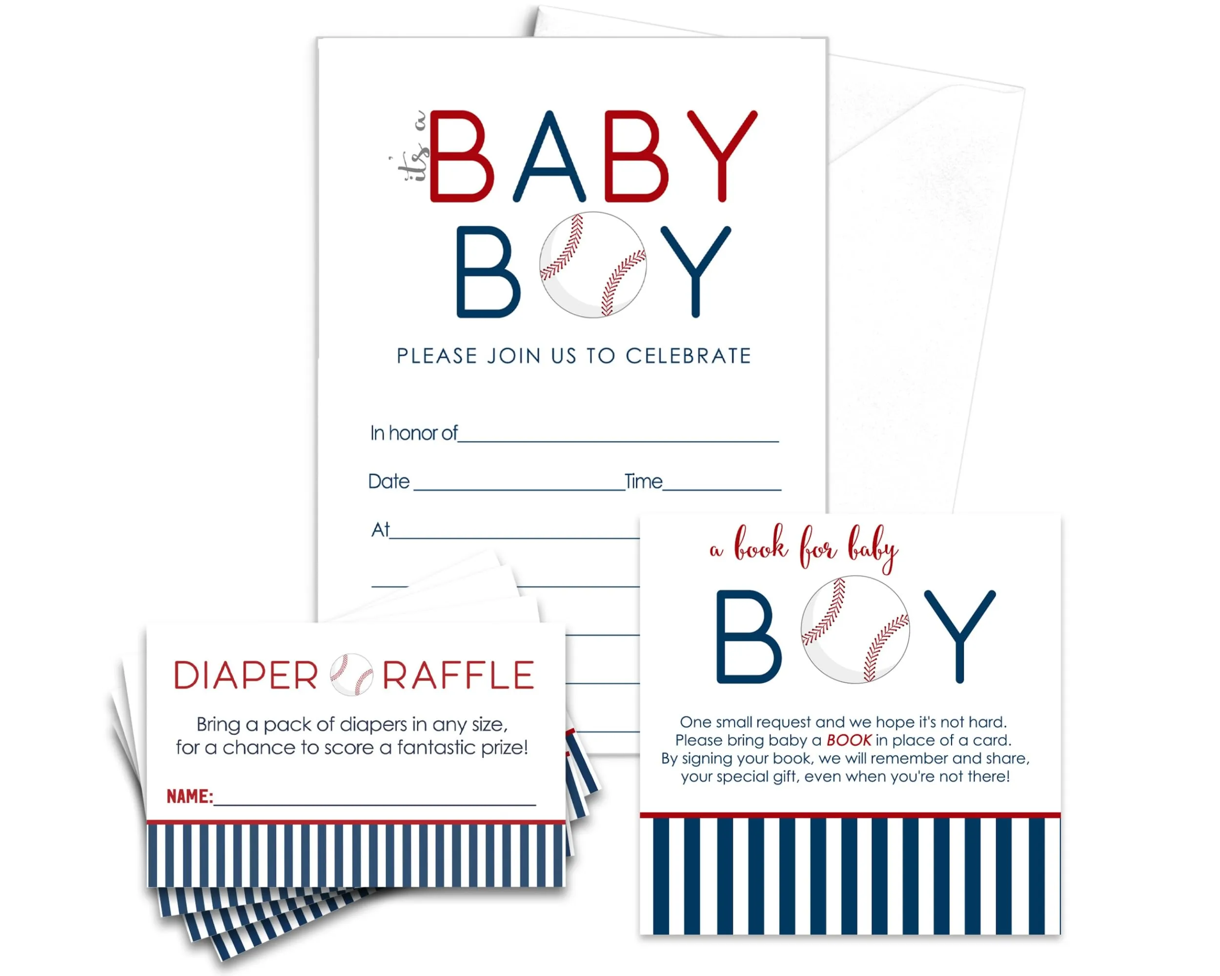 Home Run Baseball Themed Baby Shower Invitations (25 Count)