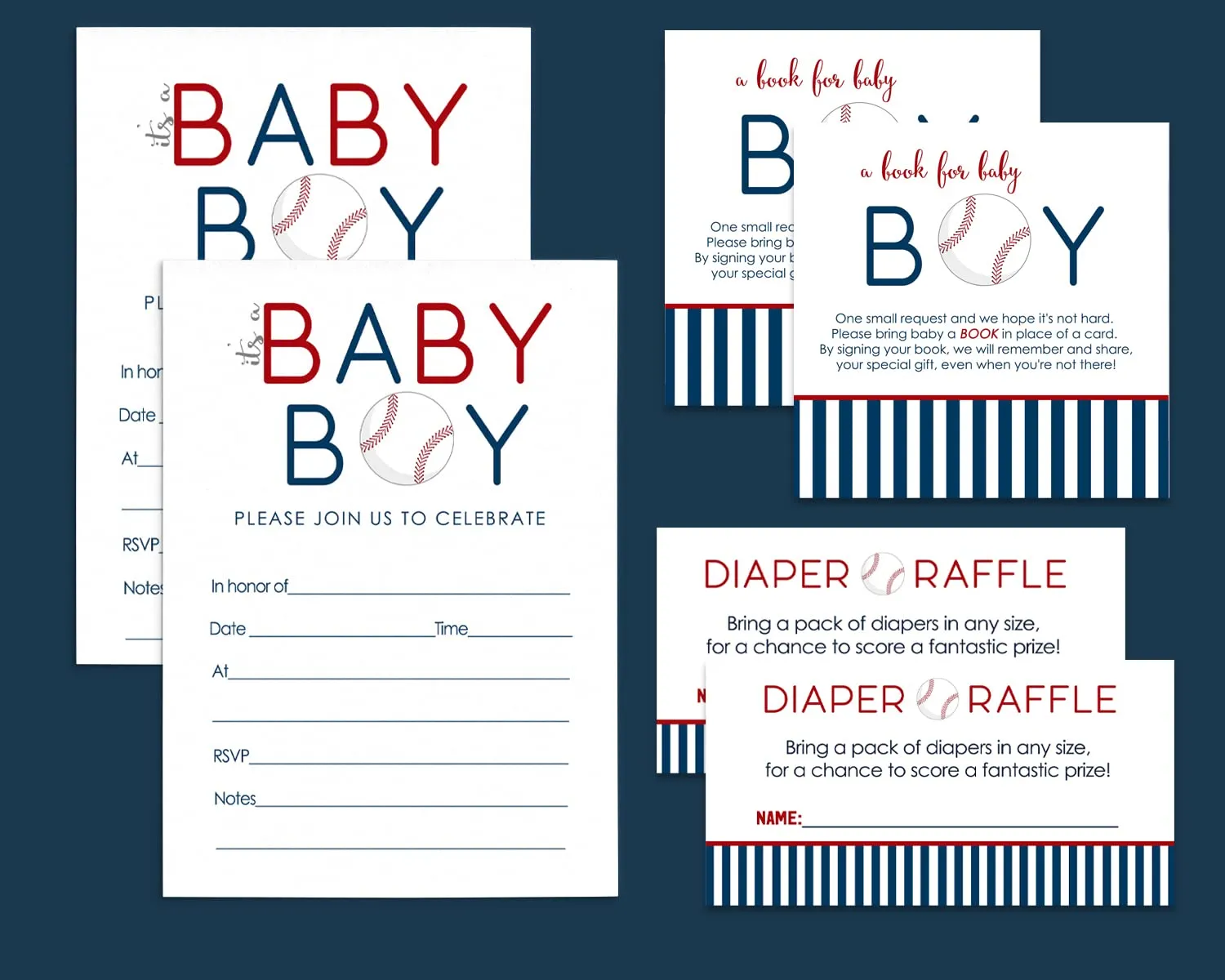 Home Run Baseball Themed Baby Shower Invitations (25 Count)