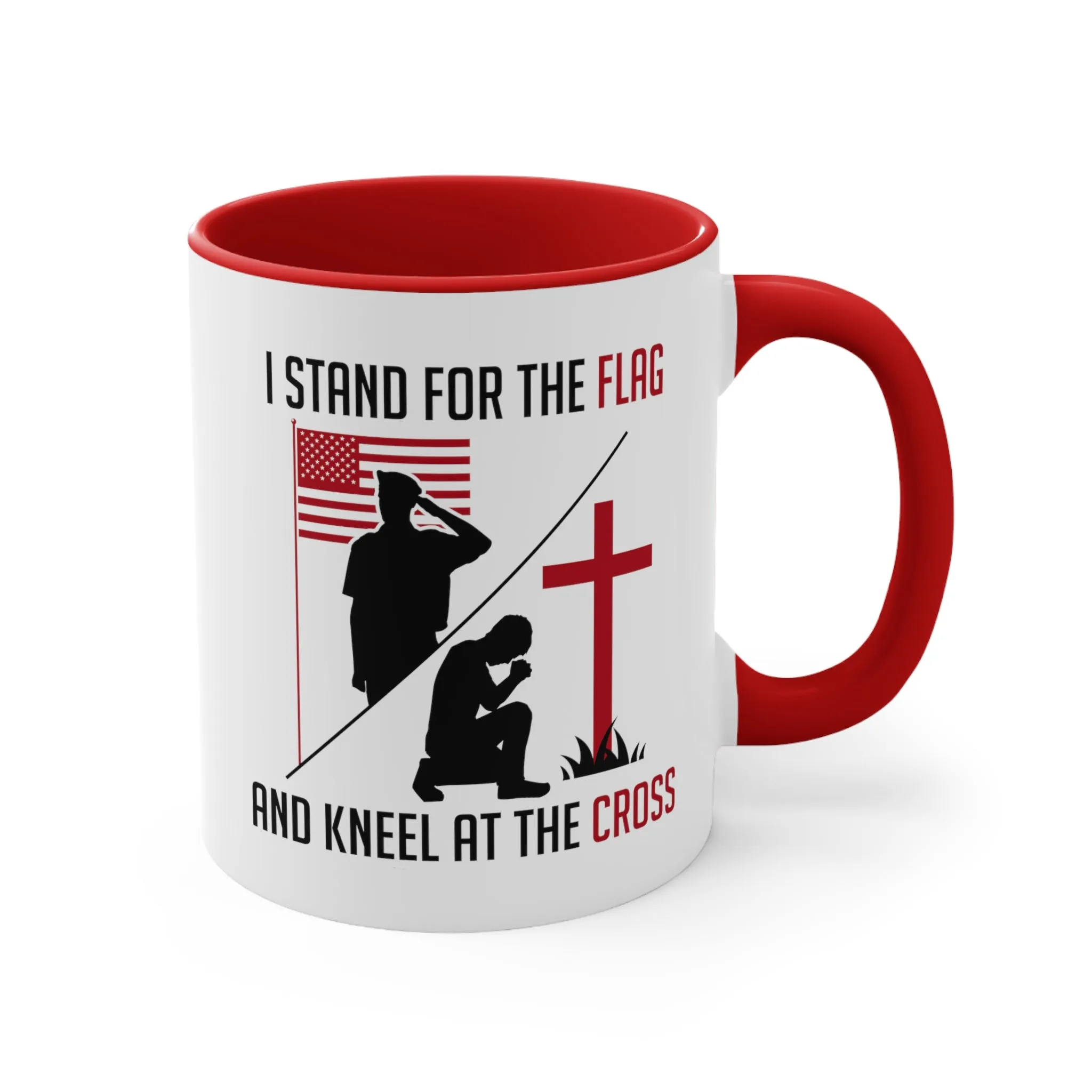 I Stand For The Flag And Kneel At The Cross Mug (2 sizes, 2 colors)