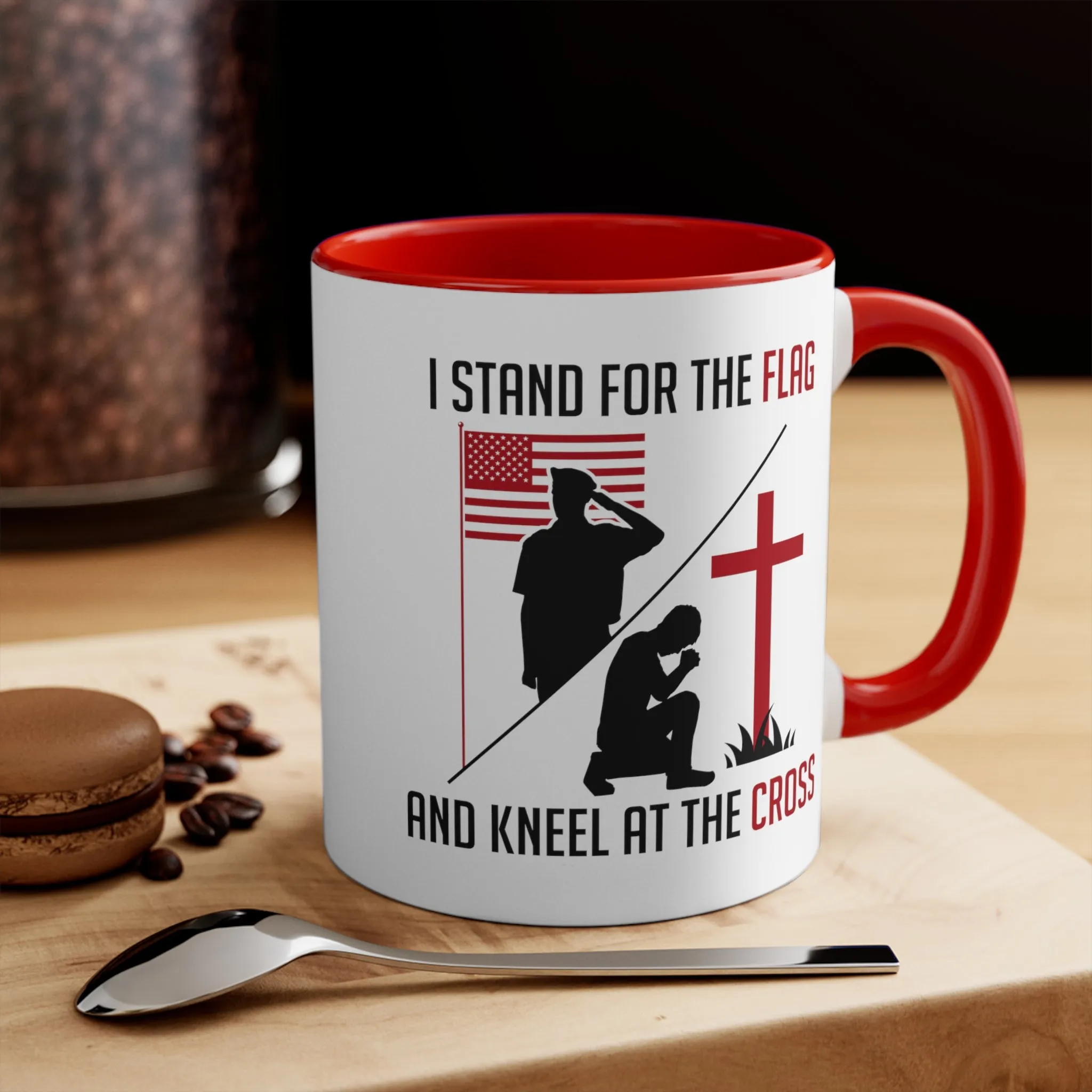 I Stand For The Flag And Kneel At The Cross Mug (2 sizes, 2 colors)