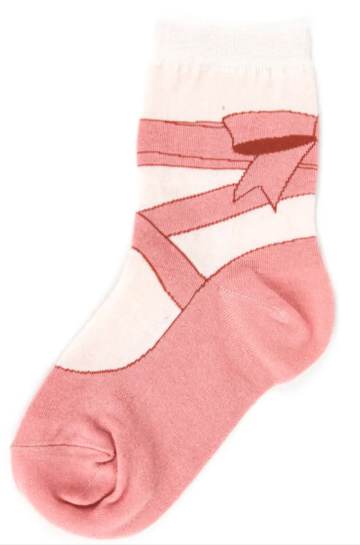 Kids's Ballet Shoe Crew Sock -Size 10-1 Youth