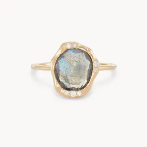 labradorite mood ring - 14k yellow gold